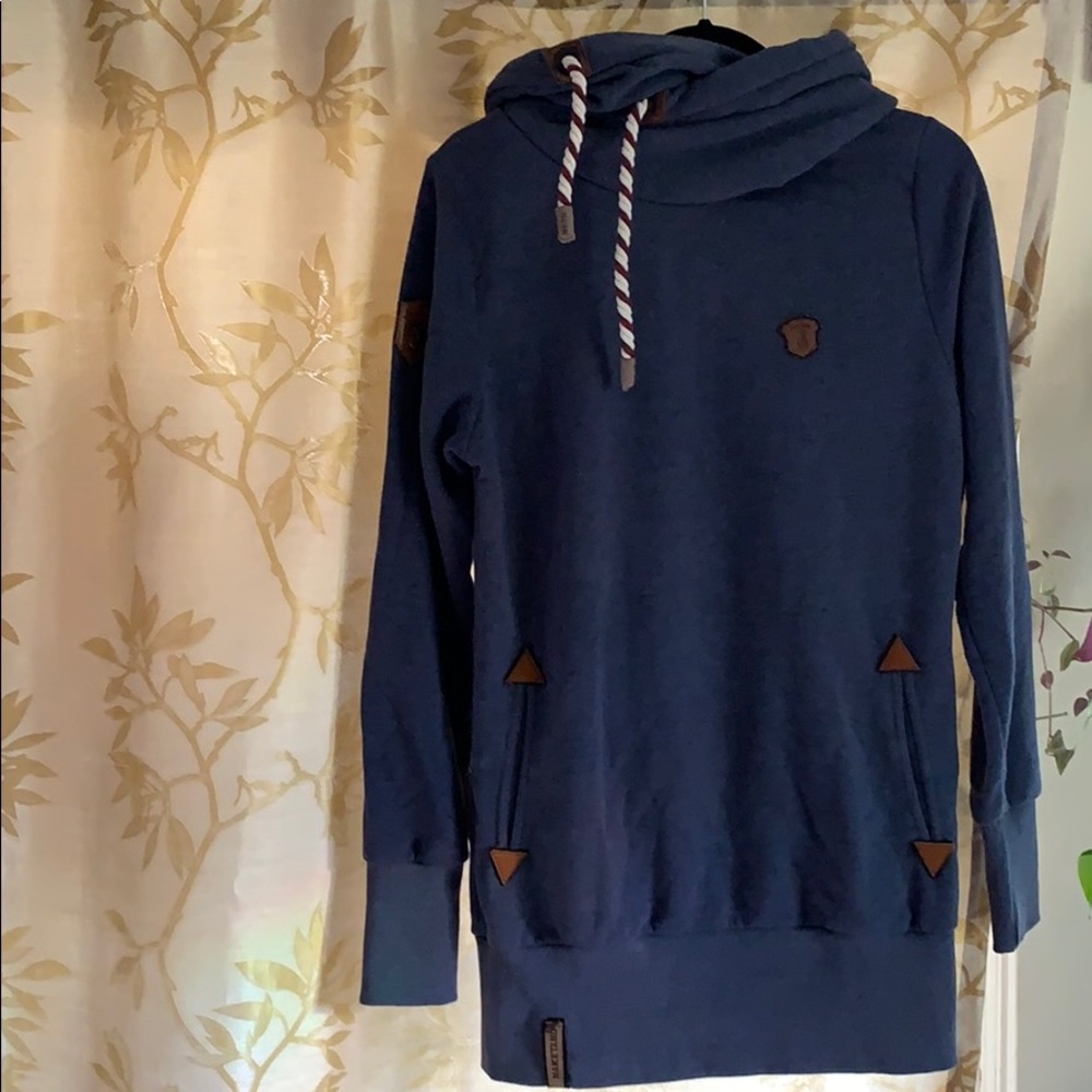 Naketano Blue Hoodie with Brown Accents